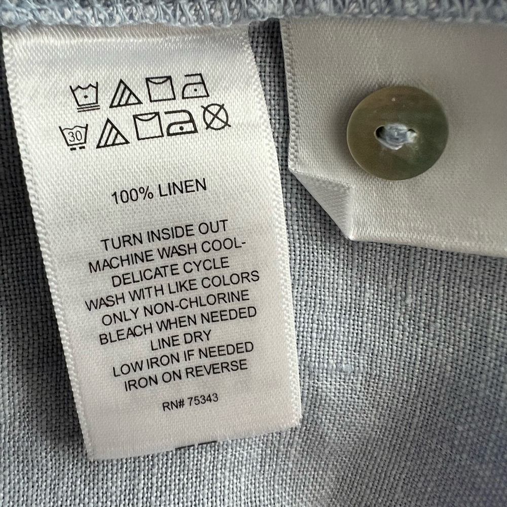 Halston 100% Linen Long-Sleeved Hi-Lo Mini Button-Up Dress Sz L - Picture 8 of 10